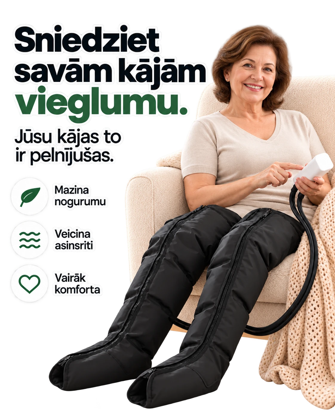 Gaisa kompresijas kāju masāžas ierīce